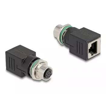 DeLOCK M12-adapteri A-koodattu 8-napainen liitin RJ45-liittimeen suora