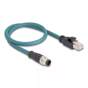 Verkkokaapeli DeLOCK M12-adapterikaapeli A-koodattu 8-napainen pistoke RJ45-pistokkeeseen 50 cm