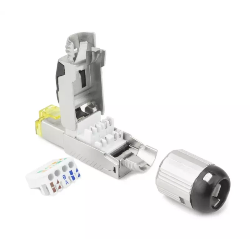 ACT kenttäasennettava liitin RJ45 CAT6A suojattu, työkaluton, 4PPoE 100W