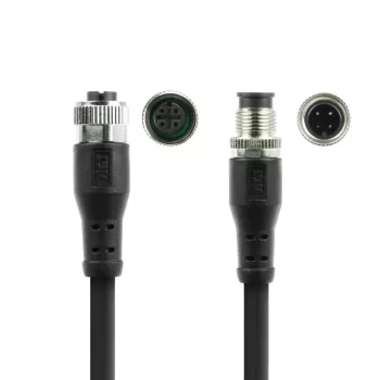 ACT Industrial 5,00 metrin anturikaapeli M12A 4-napainen pistoke - M12A 4-napainen liitin, Superflex Xtreme TPE -kaapeli, suojattu
