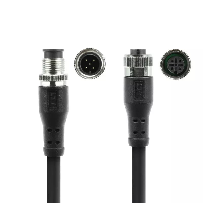 ACT Industrial 1,50 metrin anturikaapeli M12A 5-napainen pistoke M12A 5-napaiseen liittimeen, Superflex Xtreme TPE-kaapeli, suojattu
