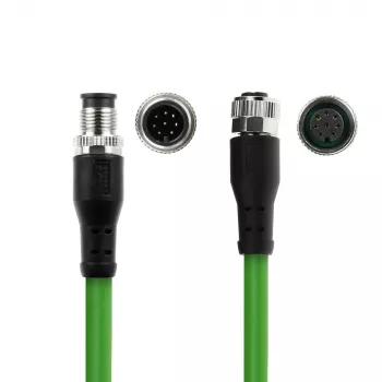 ACT Industrial 5,00 metrin anturikaapeli M12A 8-napainen pistoke M12A 8-napaiseen liittimeen, Ultraflex TPE-kaapeli, suojattu