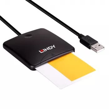 Lindy USB 2.0 älykortinlukija, USB, musta, 1,2 m, 480 MB/s, 2 vuosi(a), CE, Federal Communications Commission (FCC), REACH, RoHS