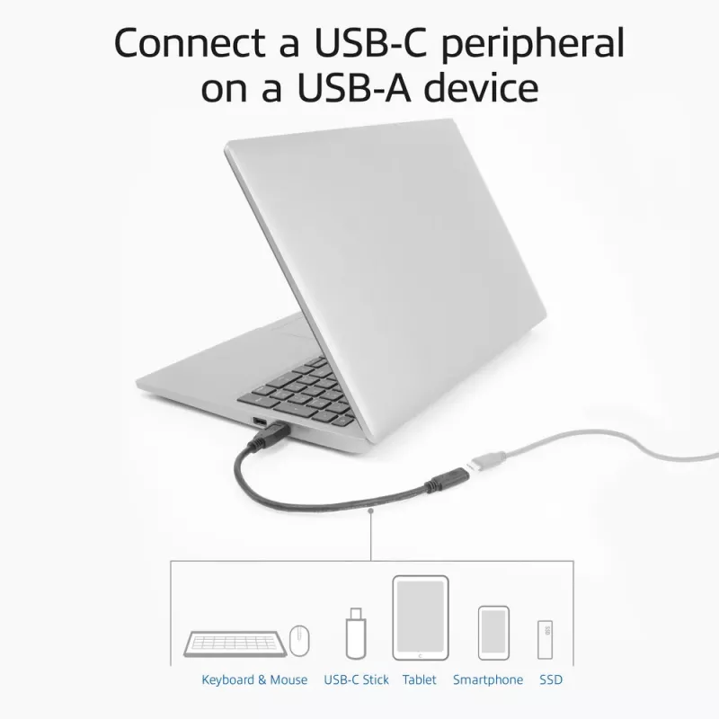 USB-sovitin ACT AC7460 USB-A-uros 24-napaiseen USB-C-naaraspuoleen, 20 cm, 5 Gbit/s