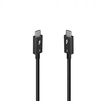 Lindy 1 m Thunderbolt 5 -kaapeli, 80 Gbit/s, passiivinen, uros, uros, 1 m, 80 Gbit/s, musta, nikkeli