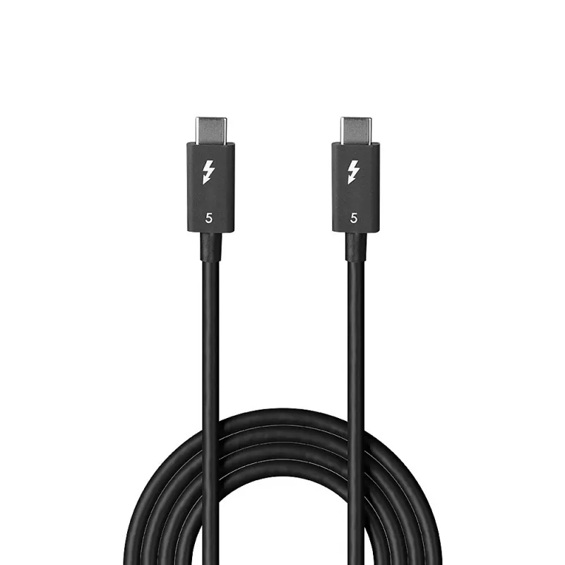 Lindy 1 m Thunderbolt 5 -kaapeli, 80 Gbit/s, passiivinen, uros, uros, 1 m, 80 Gbit/s, musta, nikkeli