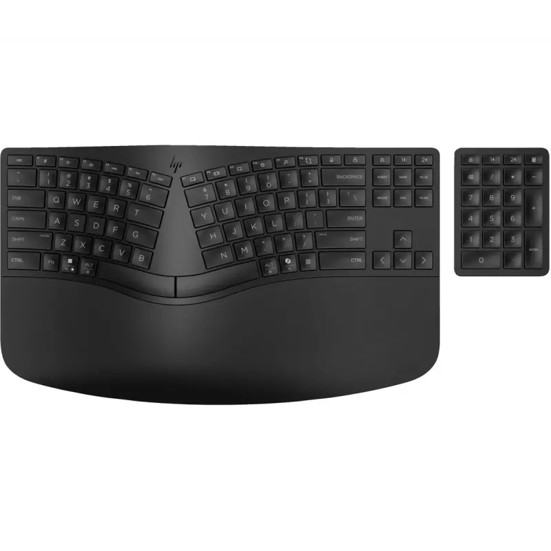 HP 960 Ergonomic Wireless näppäimistö Full-size 100% RF Wireless + Bluetooth kalvomallinen musta kotiin