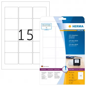 Tarrat HERMA ZIP-levykkeet A4 59x50 mm valkoinen paperi matta 375 kpl