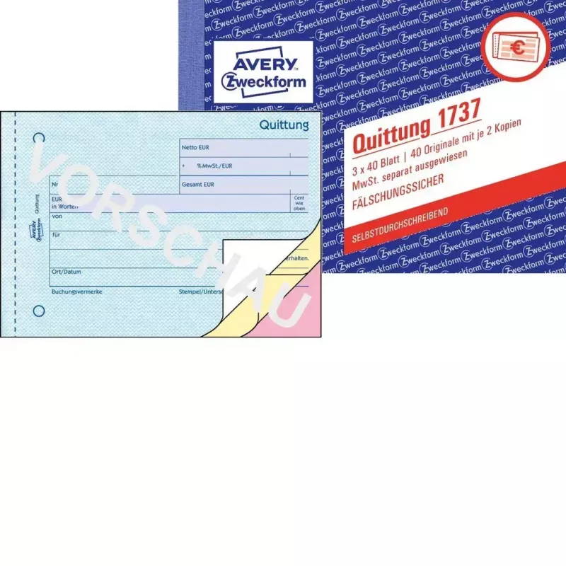 Kirjanpitolomakekirja A6 Avery 1737