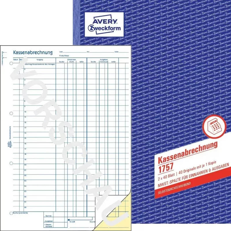 Kirjanpitolomake/-kirja AVERY 1757