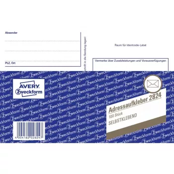 Itseliimautuvat tarrat Avery 2824 suorakaide valkoinen