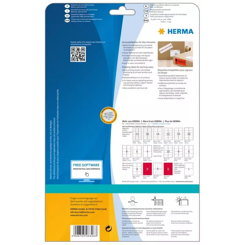 Lähetystarra varoitusmerkintä HERMA 8326