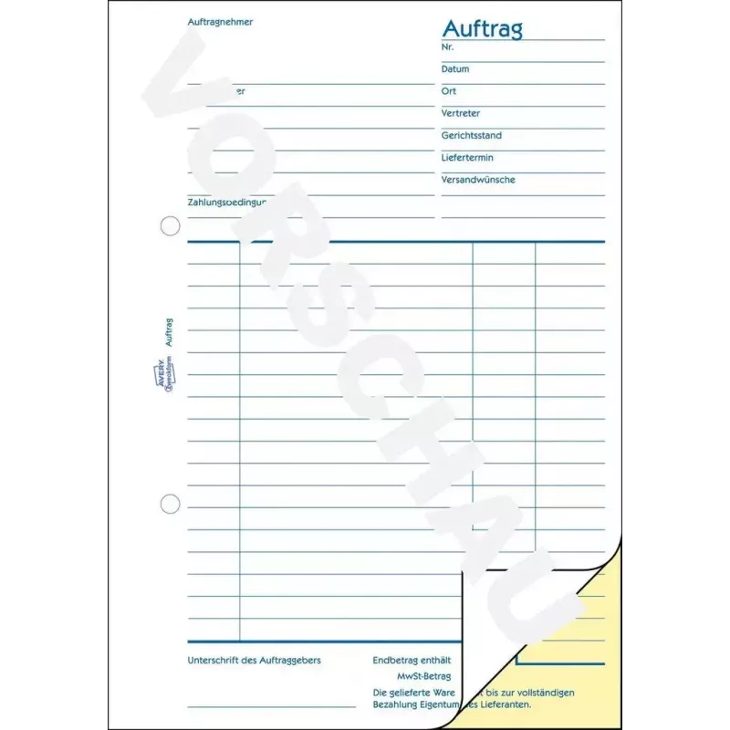 Kirjanpitolomakekirja AVERY 1721-5 A5 40 sivua