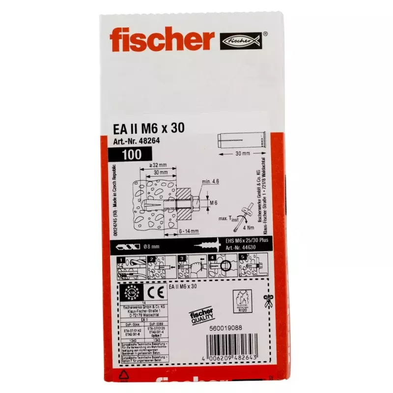 Ankkuri Fischer EA II M6 100 kpl 30 mm