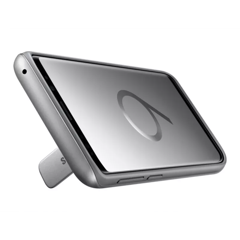 Samsung EF-RG960CSEGWW suojakuori jalustalla Galaxy S9:lle, hopea