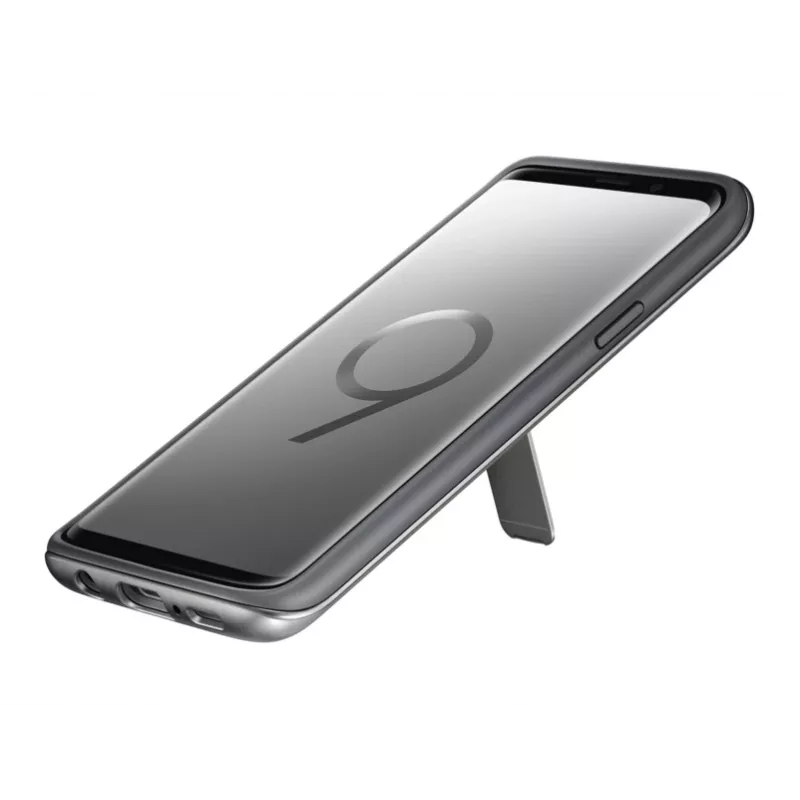 Samsung EF-RG960CSEGWW suojakuori jalustalla Galaxy S9:lle, hopea