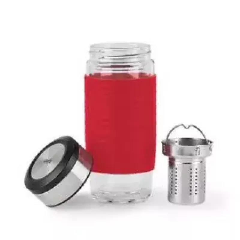 Emsa TEA MUG eristetty muki 2-in-1-siivilälisäosalla, 420 ml, punainen