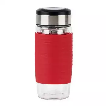 Emsa TEA MUG eristetty muki 2-in-1-siivilälisäosalla, 420 ml, punainen