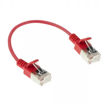 ACT punainen 0,15 m LSZH U/FTP CAT6A datakeskuksen slimline-patchkaapeli lukitussuojalla ja RJ45-liittimillä