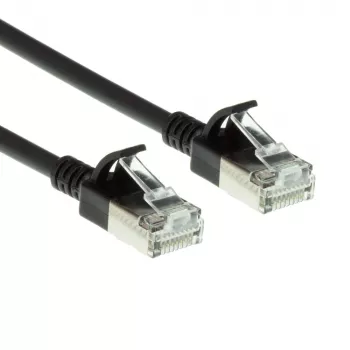 ACT musta 0,15 metriä LSZH U/FTP CAT6A datakeskuksen slimline-patchkaapeli ilman lukituskielekettä ja RJ45-liittimillä