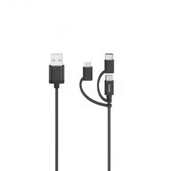 Hama 00200617 USB-kaapeli USB 2.0 0,75 m USB A USB C/Micro USB A/Lightning musta