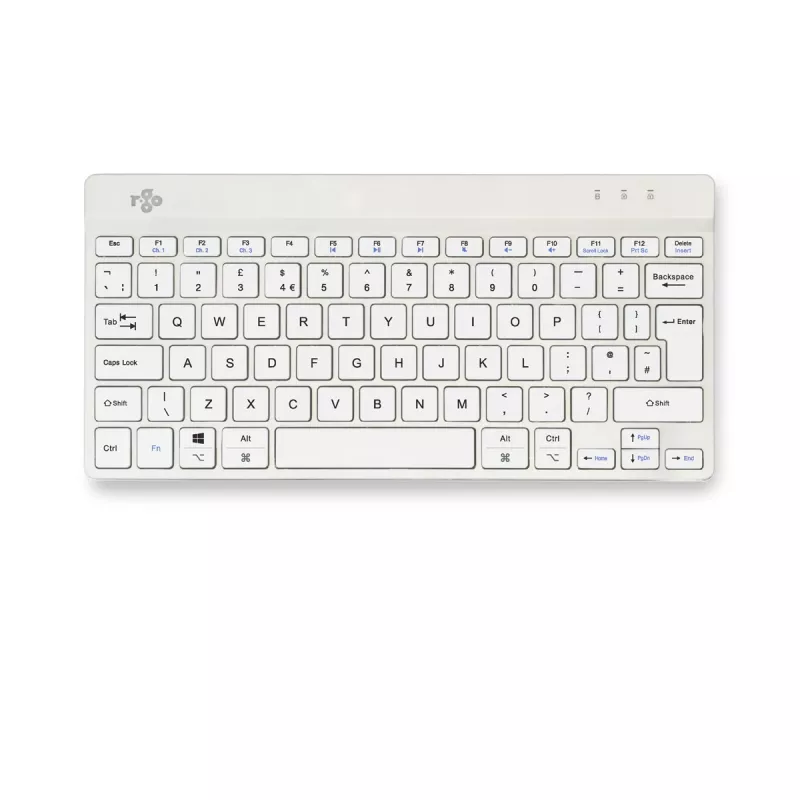 R-Go Tools ergonominen näppäimistö R-Go Compact Break, kompakti näppäimistö tauko-ohjelmistolla, QWERTY (UK), Bluetooth, valkoinen