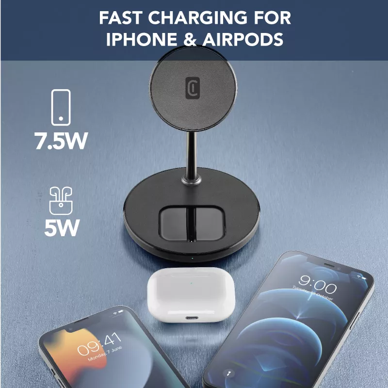 Cellularline Mag Duo Wireless Charger 2-in-1 langaton latausteline Apple-laitteille
