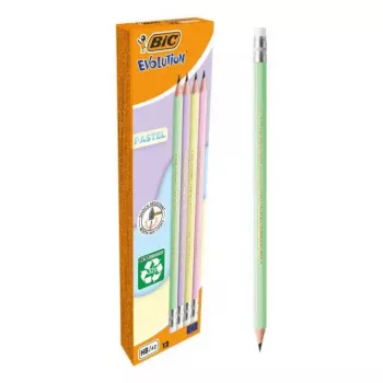 Lyijykynäsarja TEKA BIC Evolution HB, kuusikulmaiset puukynät, 12 kpl:n pakkaus, väri sekalainen