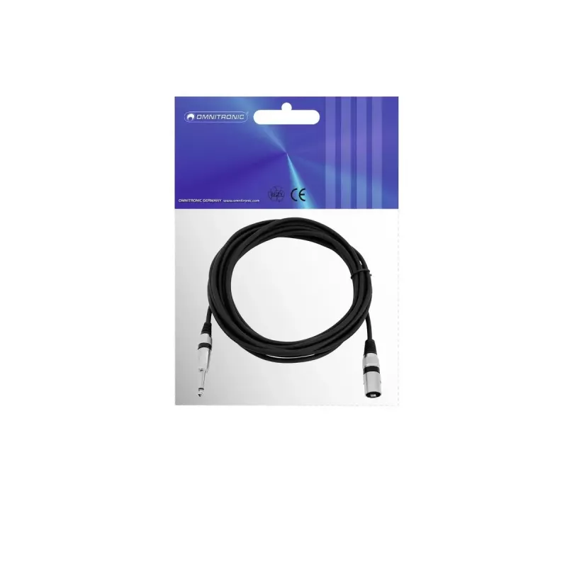 Audiokaapeli XLR 3-napainen 6,35 mm Omnitronic 3022519C 5 m musta
