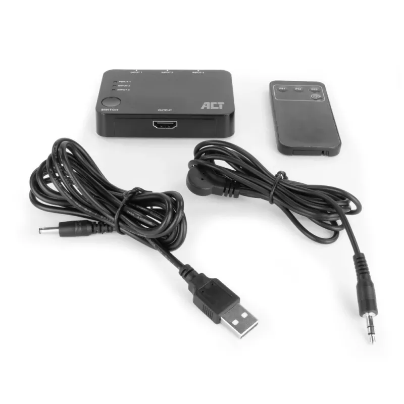ACT 4K HDMI-kytkin 3x1 musta 60Hz 1920x1080 3840x2160