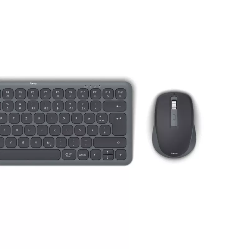 Hama WKM-500 Multi-Device langaton näppäimistö- ja hiirisarja, kompakti, QWERTZ saksa, musta