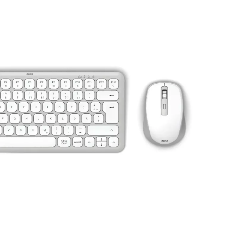 Hama WKM-500 Multi-Device langaton näppäimistö- ja hiirisarja, kompakti, QWERTZ, valkoinen
