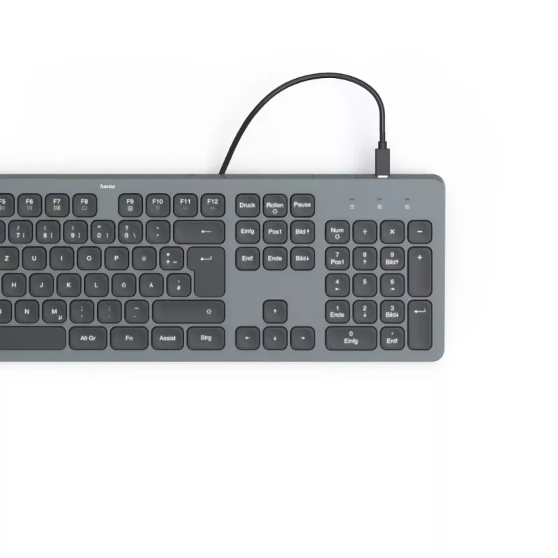 Hama CK-400 näppäimistö kotiin/toimistoon USB QWERTZ saksa musta, tummanharmaa