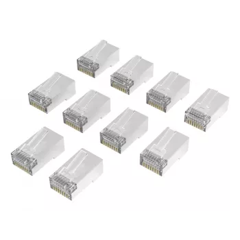 Hama 00300028 RJ45-verkkoliittimet Cat6a STP, hopea/kirkas, 10 kpl:n pakkaus