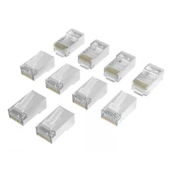 Hama 00300028 RJ45-verkkoliittimet Cat6a STP, hopea/kirkas, 10 kpl:n pakkaus