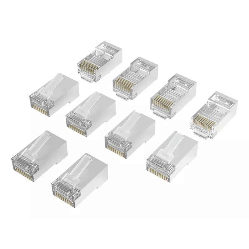 Hama 00300028 RJ45-verkkoliittimet Cat6a STP, hopea/kirkas, 10 kpl:n pakkaus