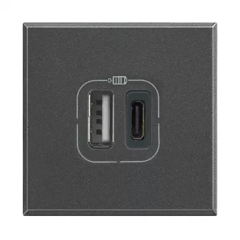 Legrand HS4287C2 pistorasia 2x USB antrasiitti