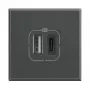 Legrand HS4287C2 pistorasia 2x USB antrasiitti