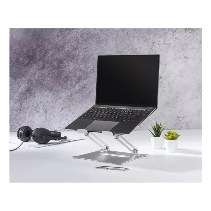 Hama 00126815 alumiininen kannettavan tietokoneen teline, korkeussäädettävä, kallistettava, enintään 40 cm (15,6 tuumaa), hopea