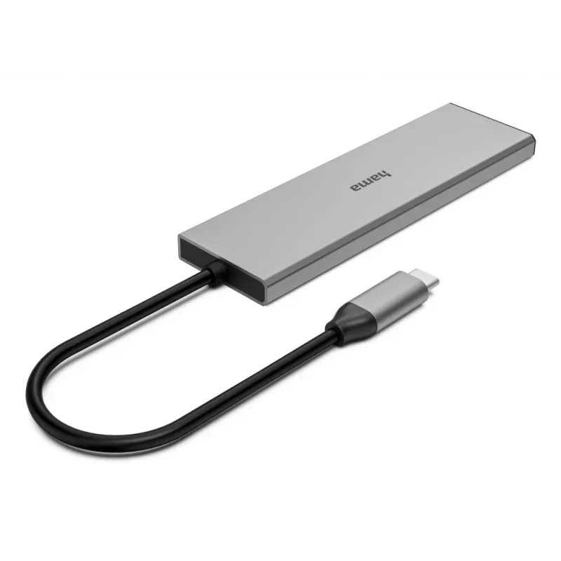 Hama 00200147 USB-keskitin USB Type-C 10000 Mbit/s harmaa