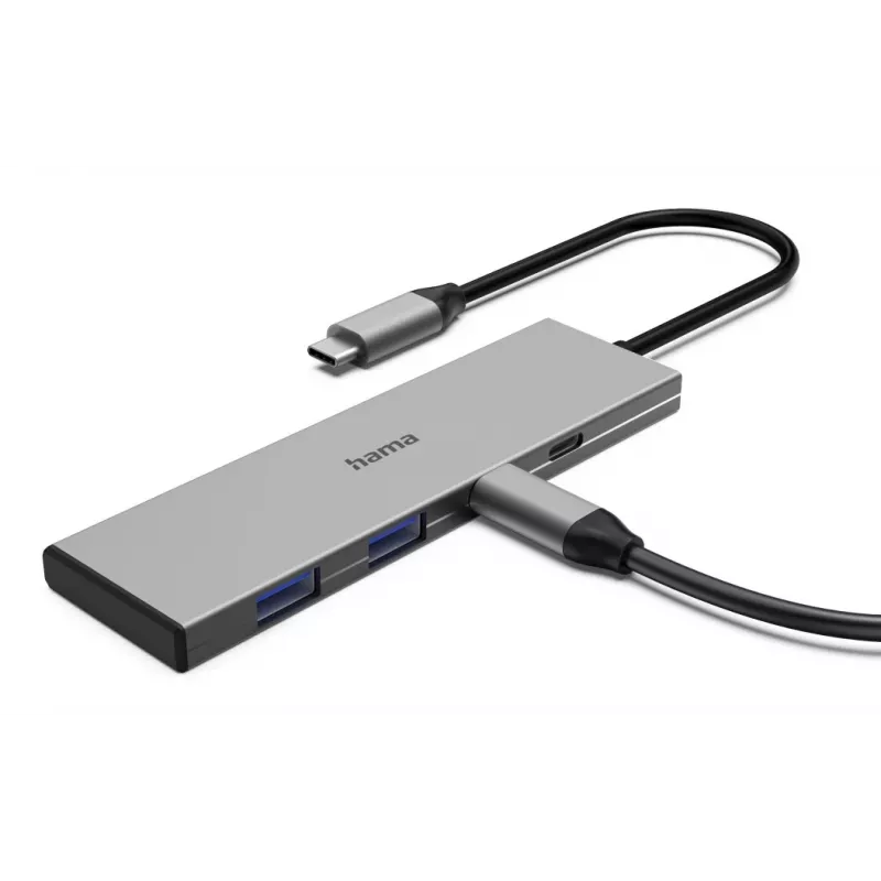 Hama 00200147 USB-keskitin USB Type-C 10000 Mbit/s harmaa