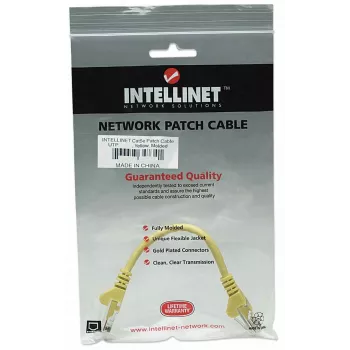 Intellinet verkkokaapeli, Cat5e, 0,5 m, keltainen, CCA, U/UTP, PVC, RJ45, kullatut koskettimet, taittosuoja, holkkisuojattu, elinikäinen takuu