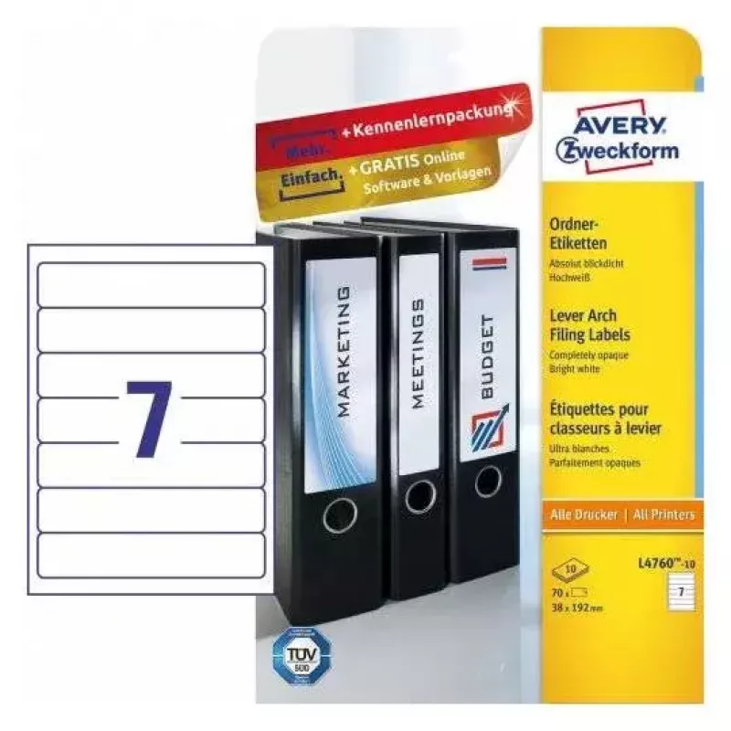 Itseliimautuvat tarrat Avery L4760-10 pyöristetty suorakaide