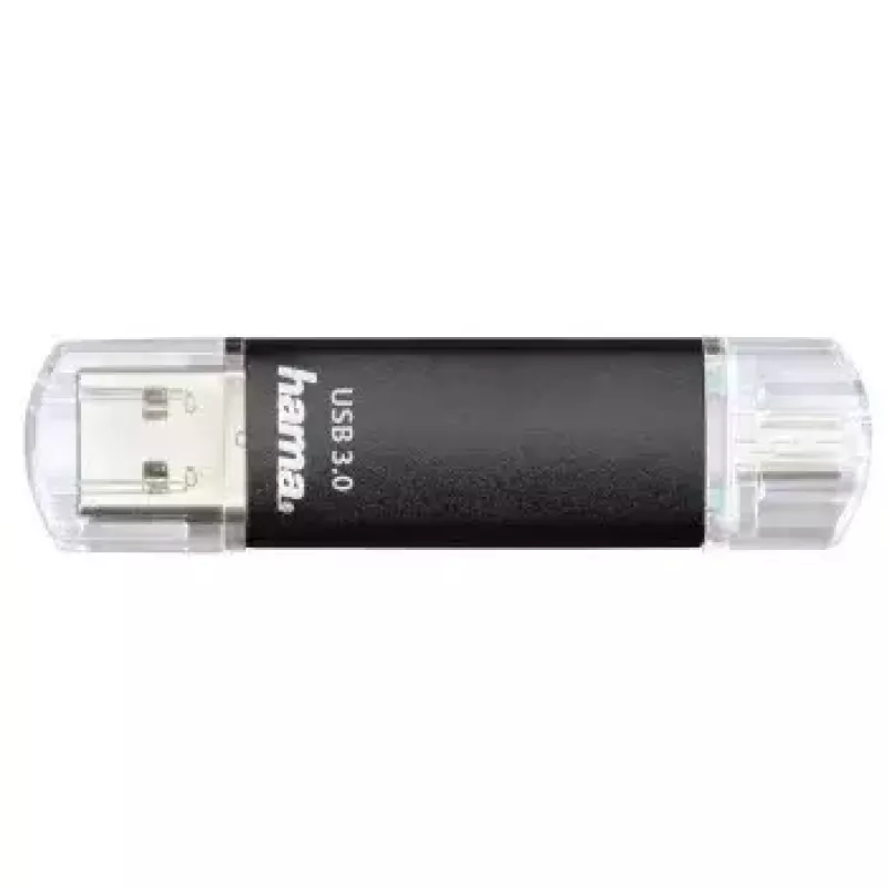 Hama Laeta Twin USB-muistitikku, USB 3.0, 128 GB, 40 MB/s, musta