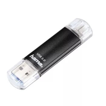 Hama Laeta Twin USB-muistitikku, USB 3.0, 128 GB, 40 MB/s, musta