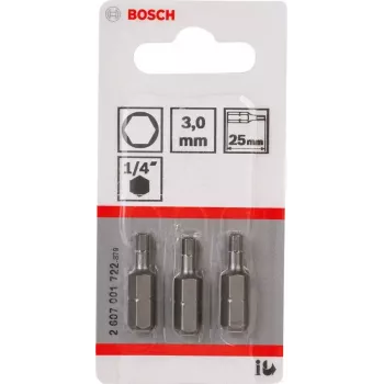 Ruuvauskärki Bosch 2607001722 erittäin kova kuusiokolo 3 mm 25 mm 3 kpl