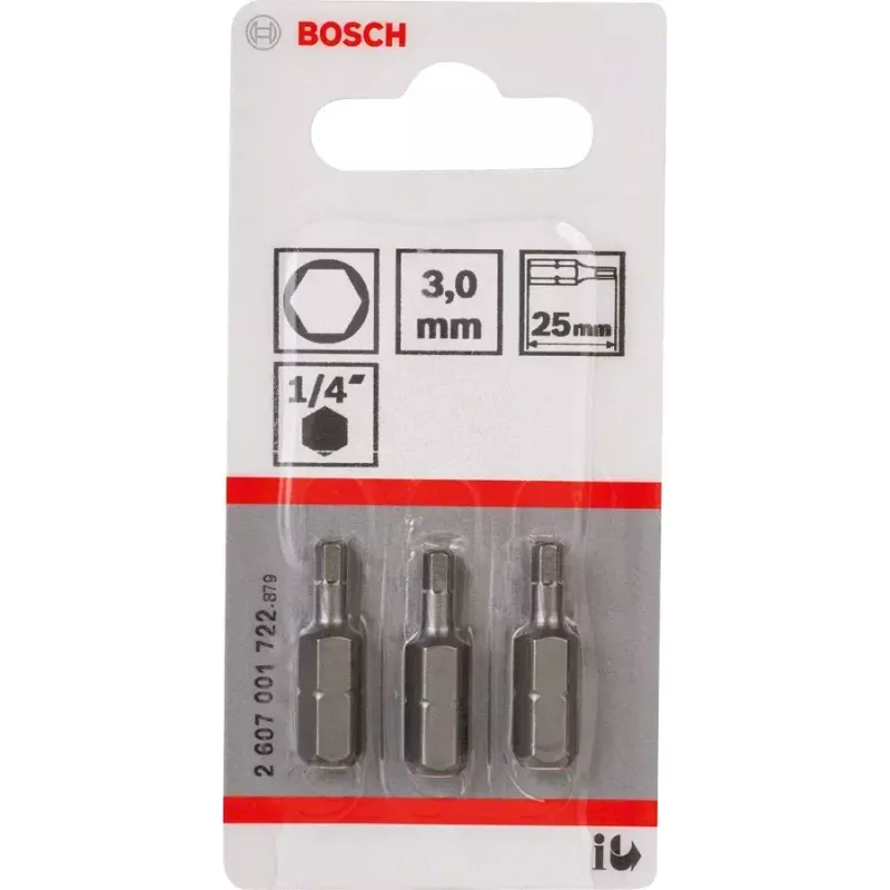 Bosch 2607001722 kuusiokärki 3 mm, erittäin kova, C 6,3, 3 kpl