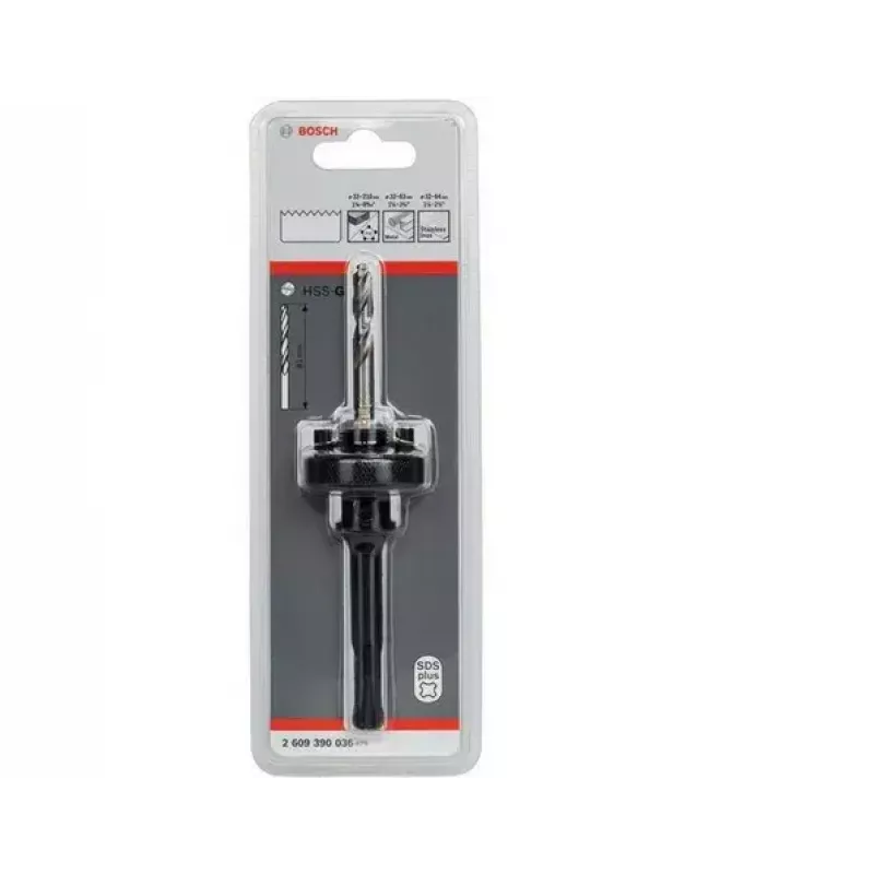 Reikäsaha-adapteri Bosch 2609390036 SDS-plus-varsi musta HSS-G