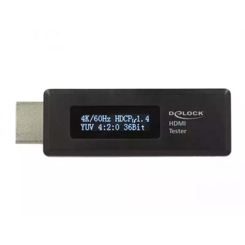 Delock 63327 HDMI-testeri EDID-tiedoille 2-rivisellä OLED-näytöllä