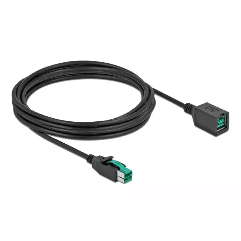 USB-jatkokaapeli virtalähdöllä DeLOCK 85983 12 V 4 m musta